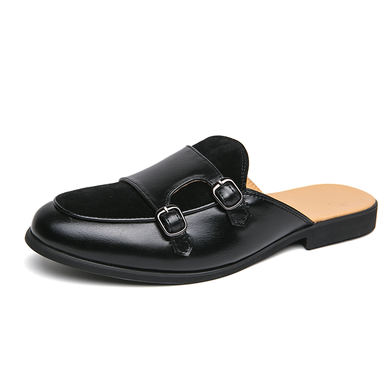 Monk Strap Shoe - Mode Zwart Groen Monniksriem Halve Slippers