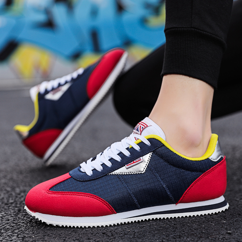 Men'S Shoes Half Cut - Blauw Rood Lichtgewicht Sneakers Heren Mode