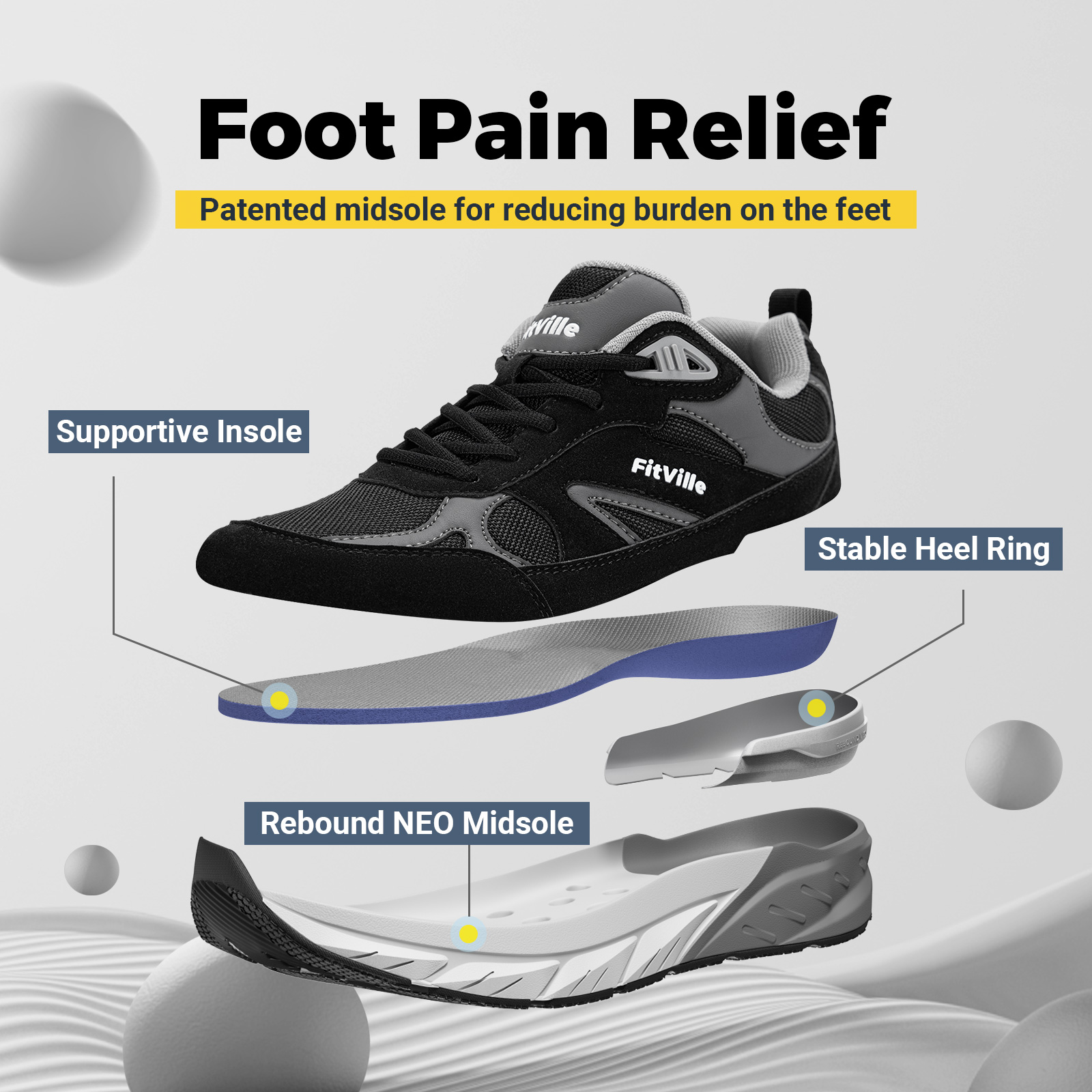 Fitville Wandelschoenen Brede  - Men'S Shoes For Plantar Fasciitis recensie en prijs