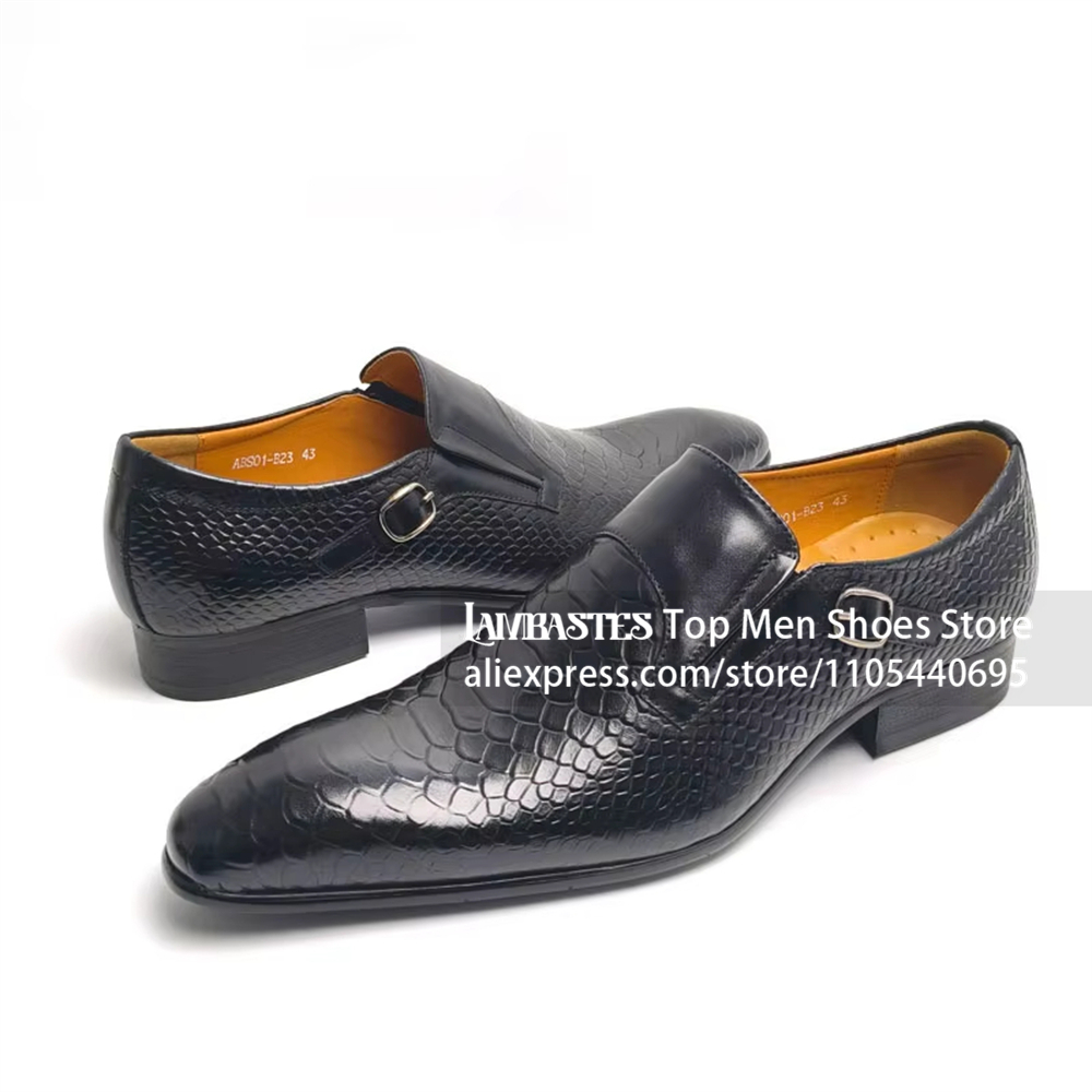 Zwarte slangprint lederen monk - Monk Strap Shoe recensie en prijs